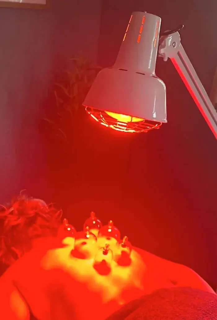 Cupping therapy setup during a massage and recovery treatment