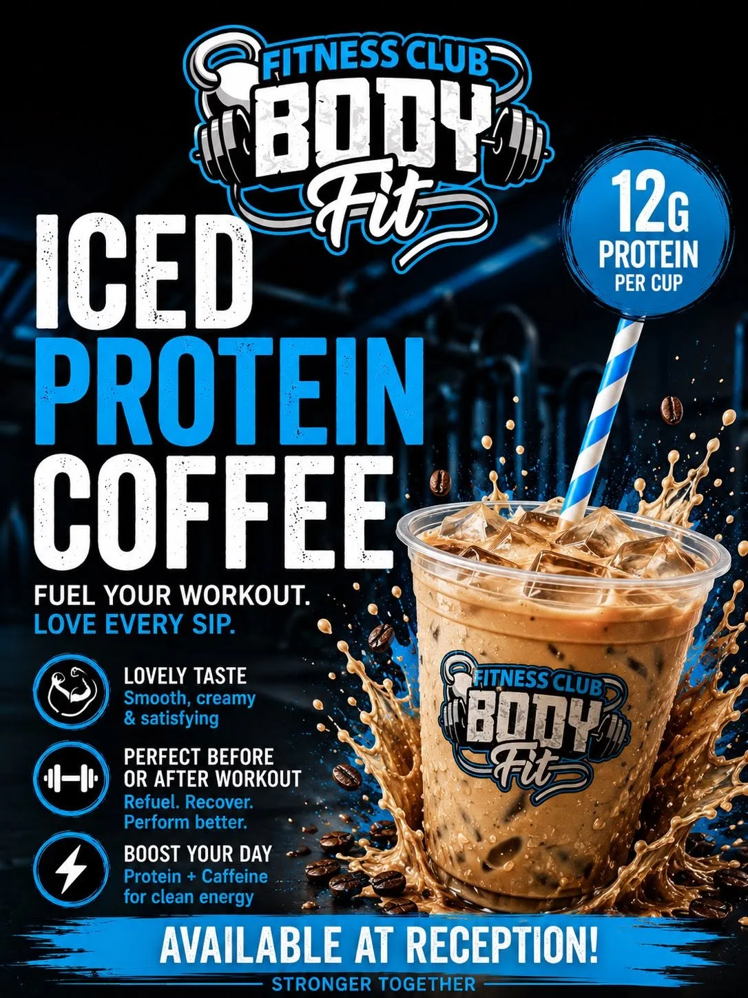 Iced protein coffee poster for BodyFit Gym